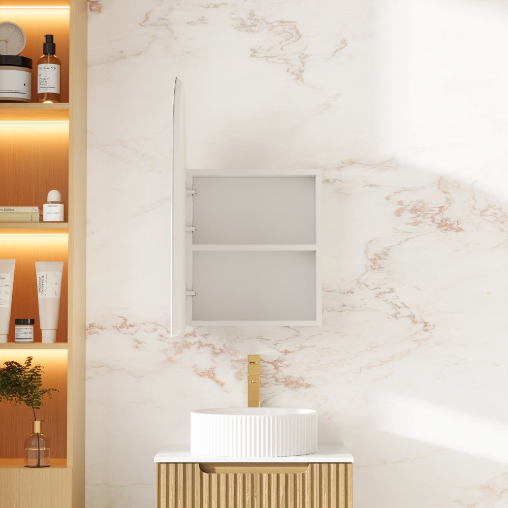 Athena Front-Lit LED Arch PVC Shaving Cabinet 500 x 800mm – Single Door