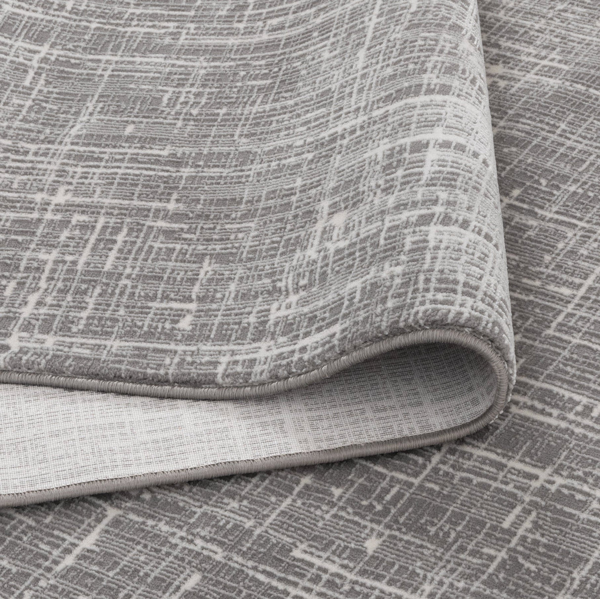 Atina Distressed Geo Lines Grey Rug - AT02