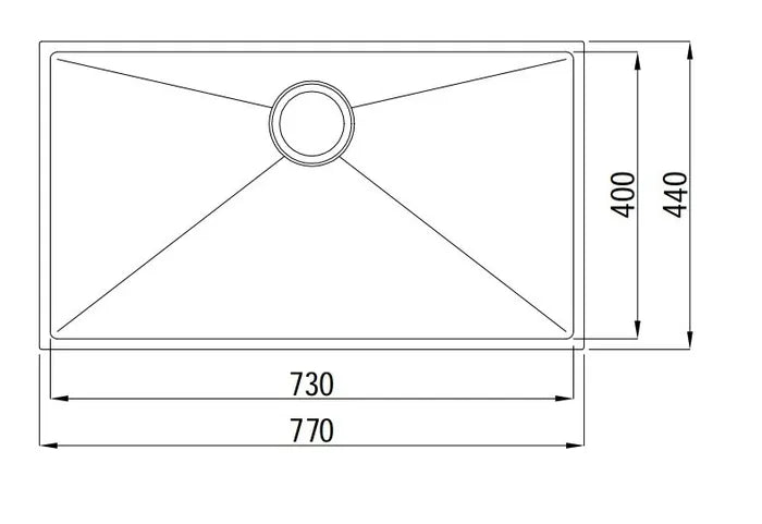 AXON Sink 77S 770x440x220mm-drawing