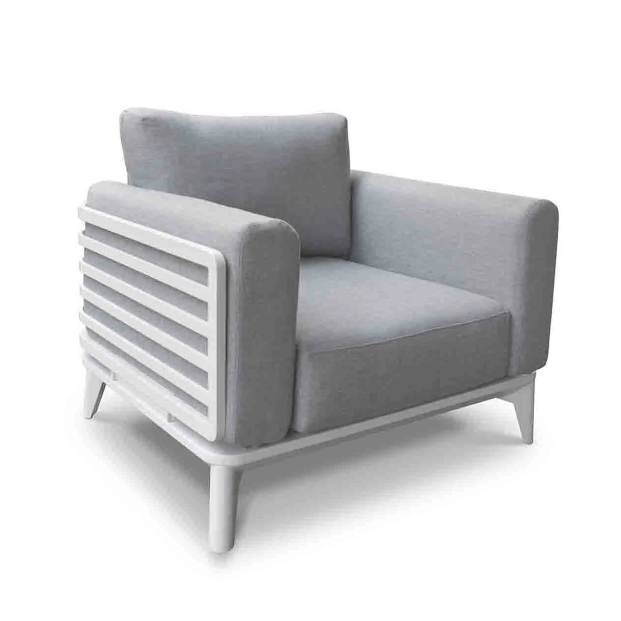 Alora Outdoor Aluminium Armchair in White/Charcoal