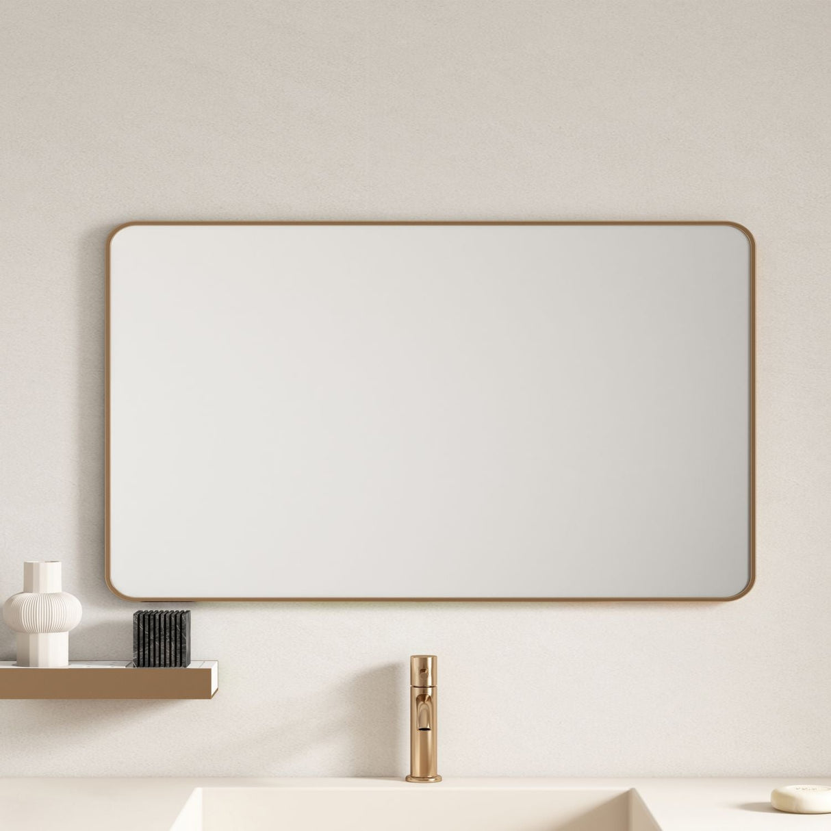 Aluminum Rectangular Framed Mirror 1200x750mm - Brushed Gold
