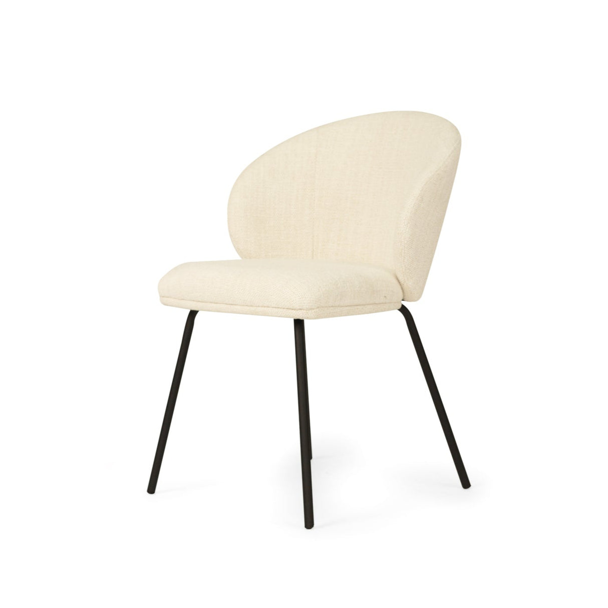 Anders Dining Steel Frame Chair – Natural Upholstery with Black Legs
