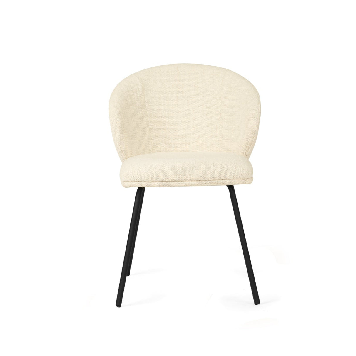 Anders Dining Steel Frame Chair – Natural Upholstery with Black Legs