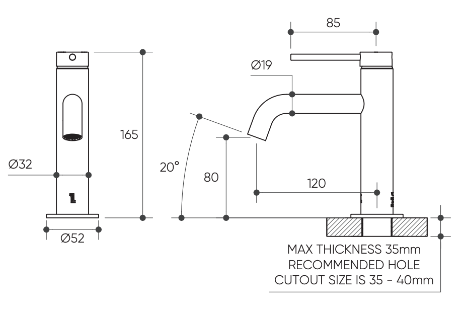 Argia Basin Mixer Lead Free drawing