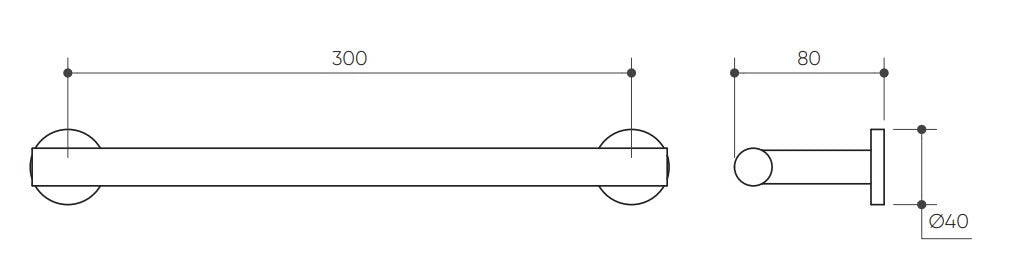 Argia Hand Towel Rail 300 drawing