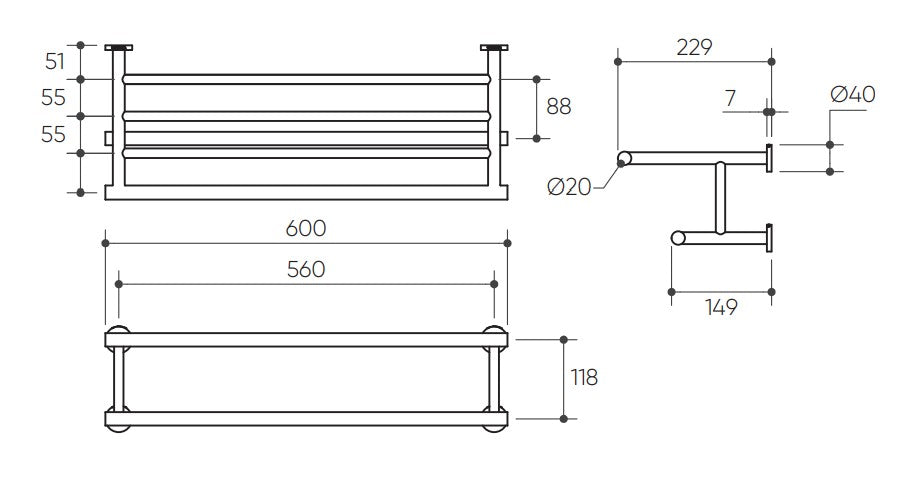 Argia Towel Rack drawing