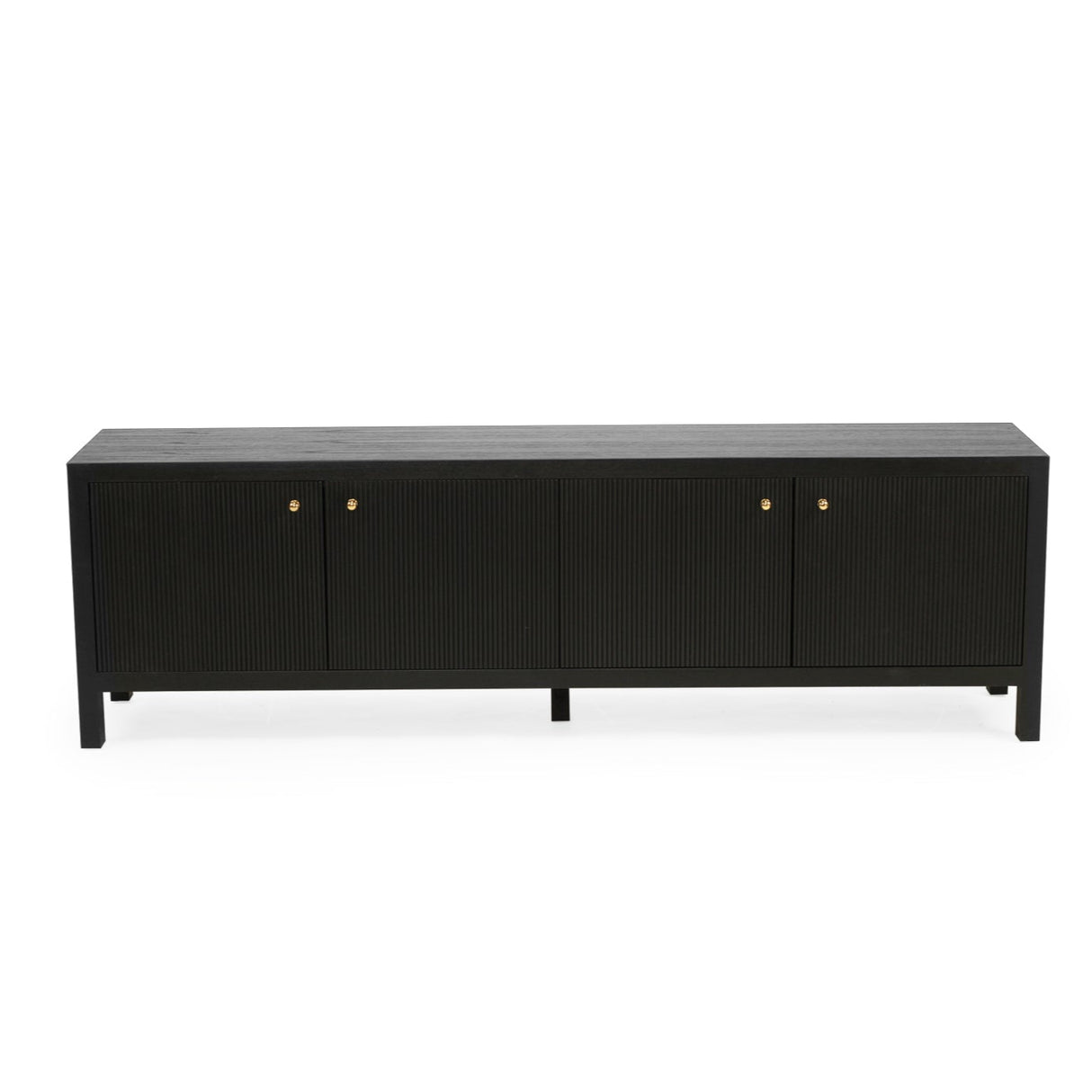 Audrey Solid Teak Wood Entertainment Unit – 2m – Black