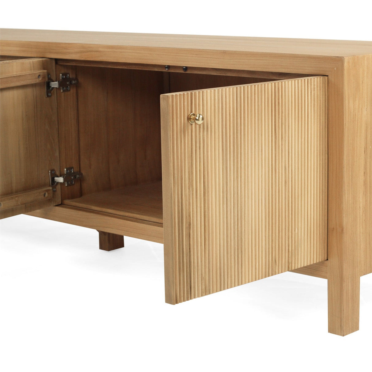 Audrey Solid Teak Wood Entertainment Unit – 2m – Natural