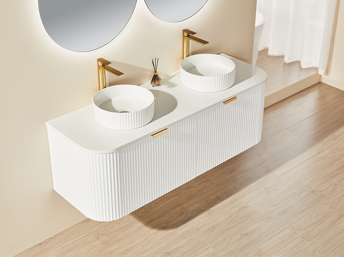 Avalon Wall Hung Vanity double bowl (Matte White)