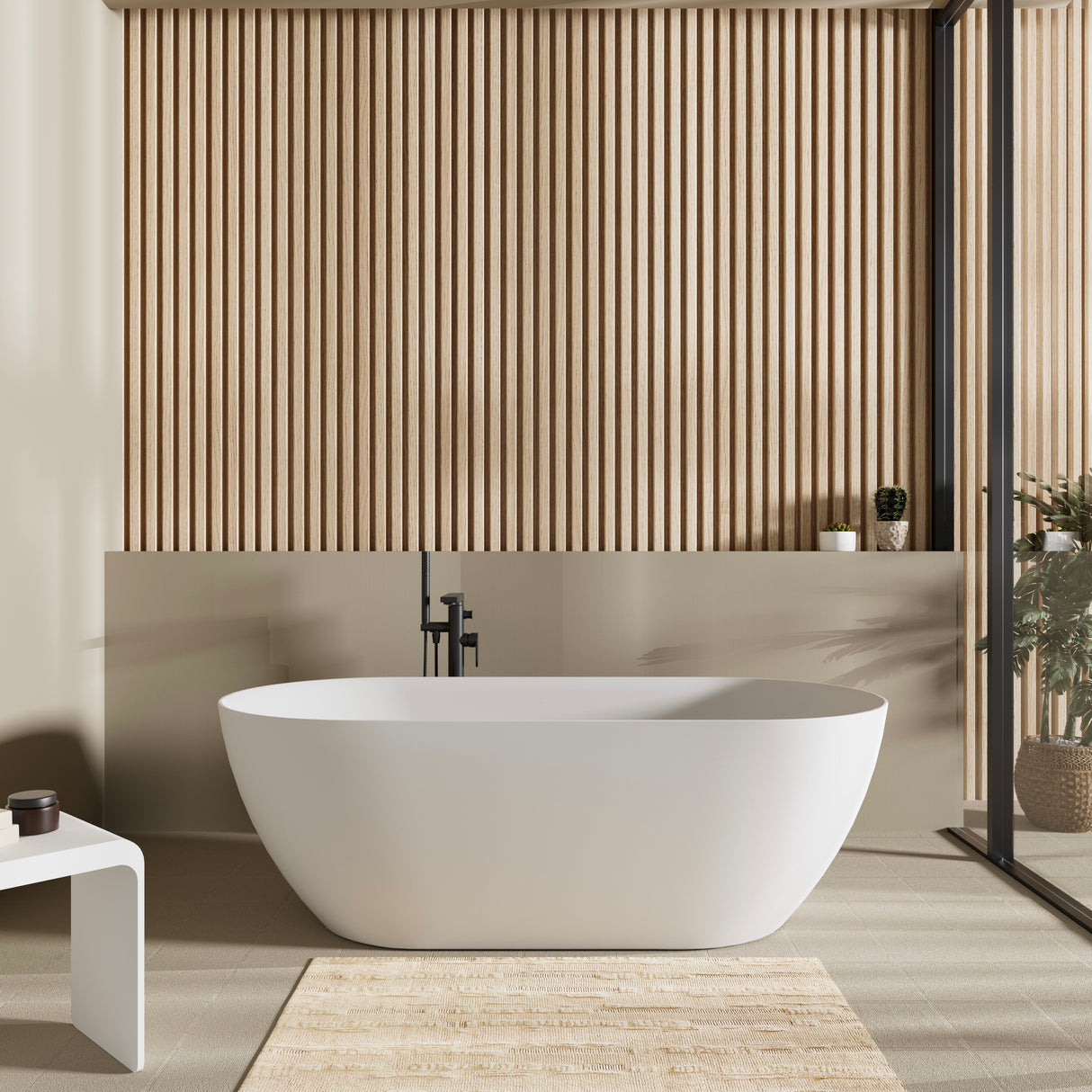 Ellips Slim Acrylic Free Standing None Overflow Bathtub LK-EL