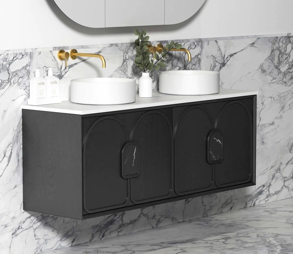 BALMORAL Wall Hung Vanity Black Oak 1500 Side View 2