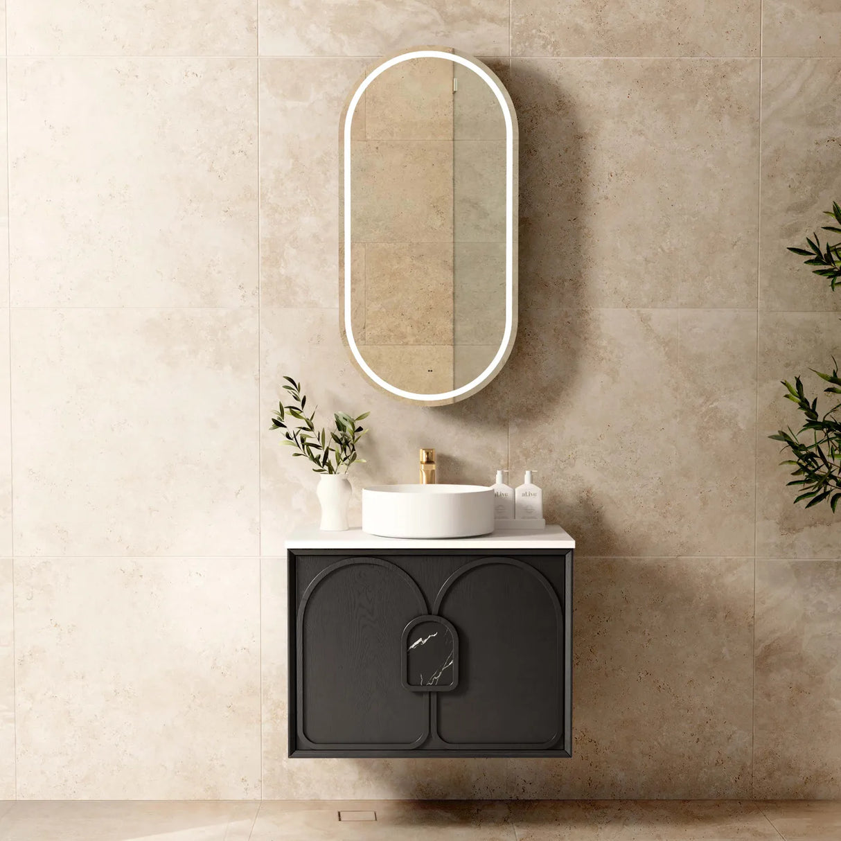 BALMORAL Wall Hung Vanity Black Oak 600