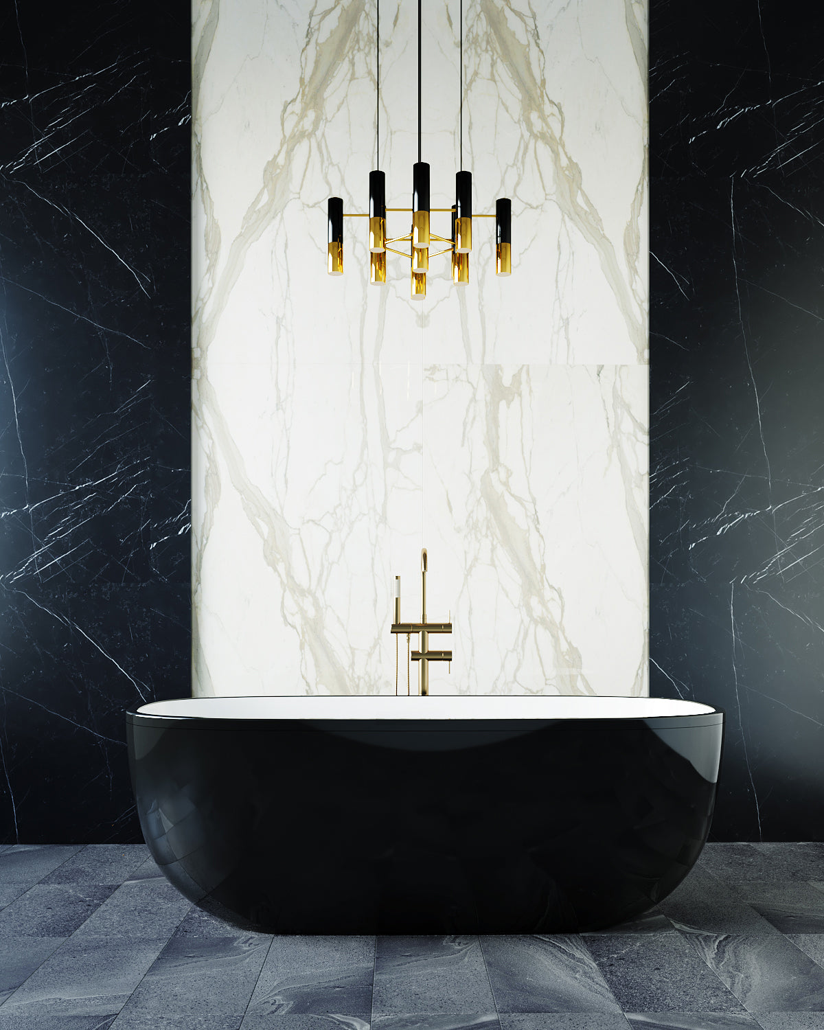SAPPHIRE BLACK Freestanding Bathtub Overflow 1650mm