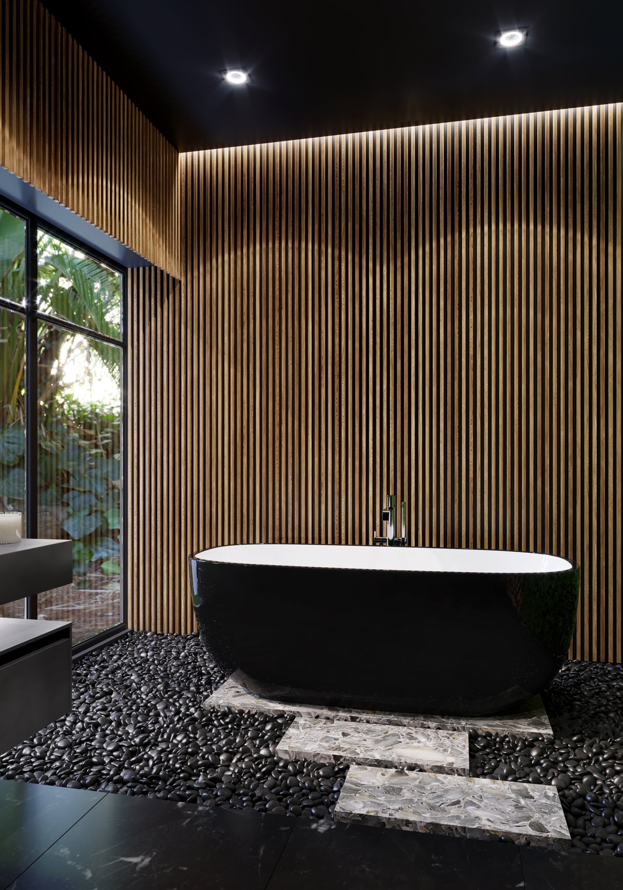 SAPPHIRE BLACK Freestanding Bathtub Overflow 1650mm