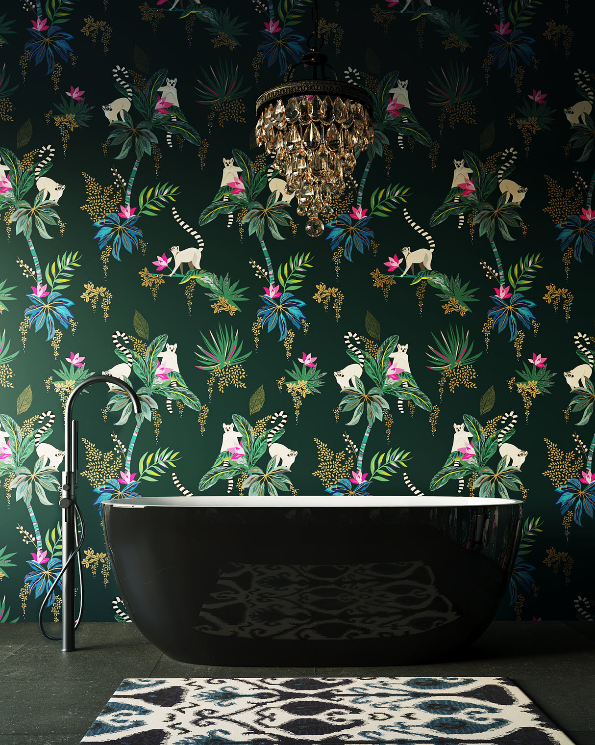 SAPPHIRE BLACK Freestanding Bathtub Overflow 1650mm