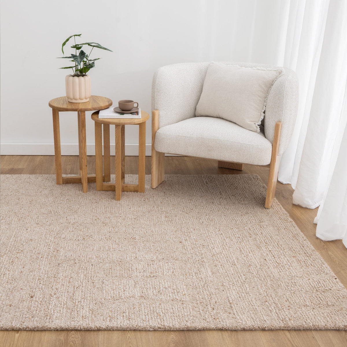 Seren Beige Modern Wool Rug