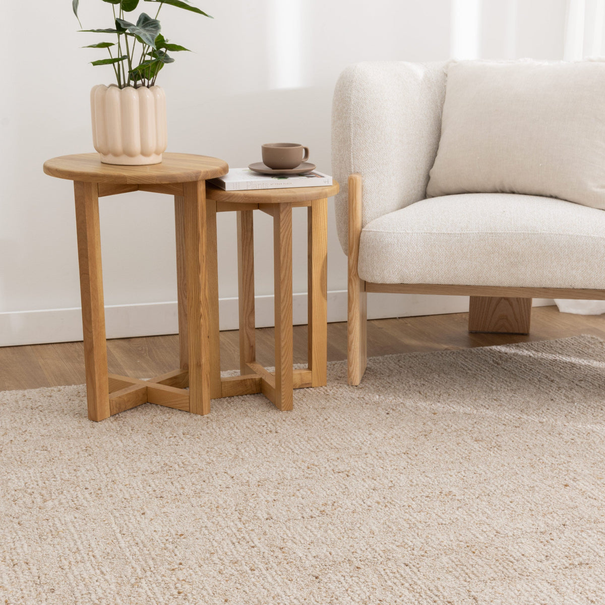 Seren Beige Modern Wool Rug