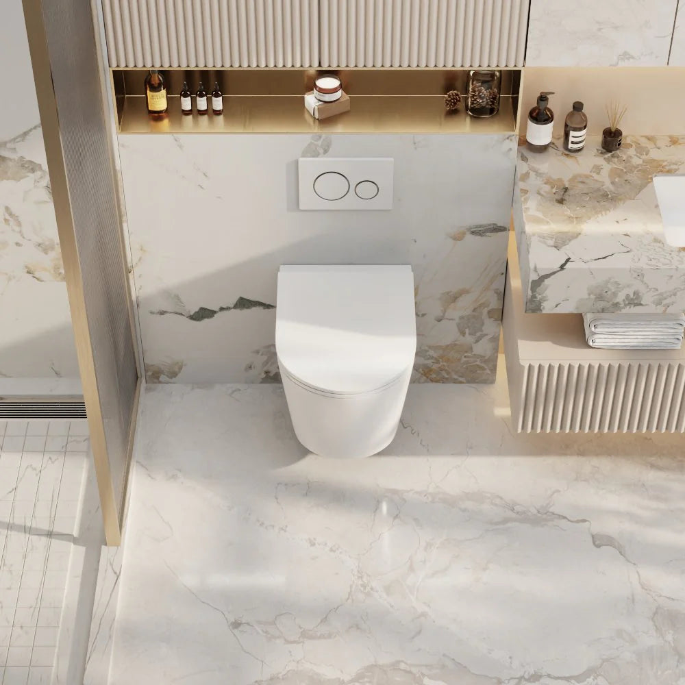 Zara Rimless Wall Hung Toilet Pan (Gloss White)