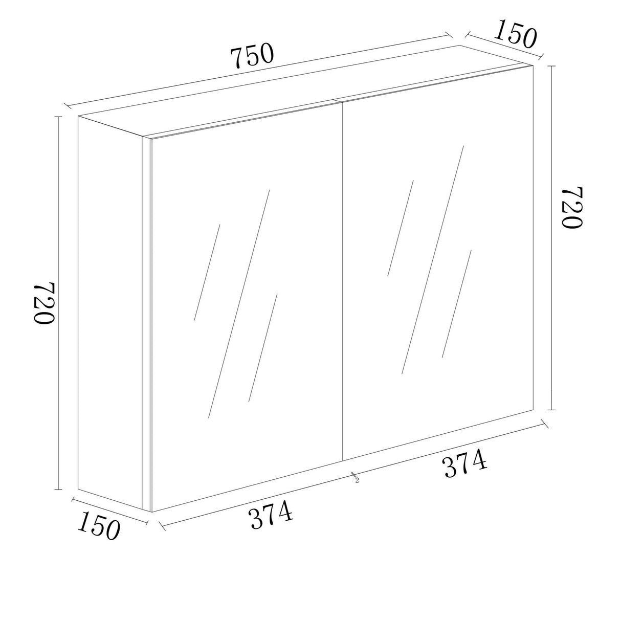 BIANCA MDF Shaving Cabinet 750mm - Gloss White