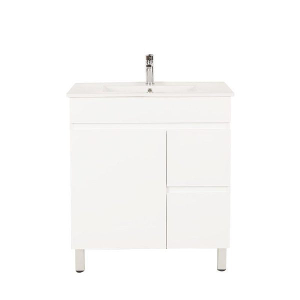 BIANCA Gloss White PVC Floor Standing Vanity Cabinet 750mm