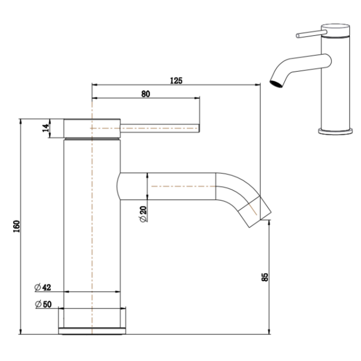 LVB Mica Basin Mixer - Curved Spout - Living Brass