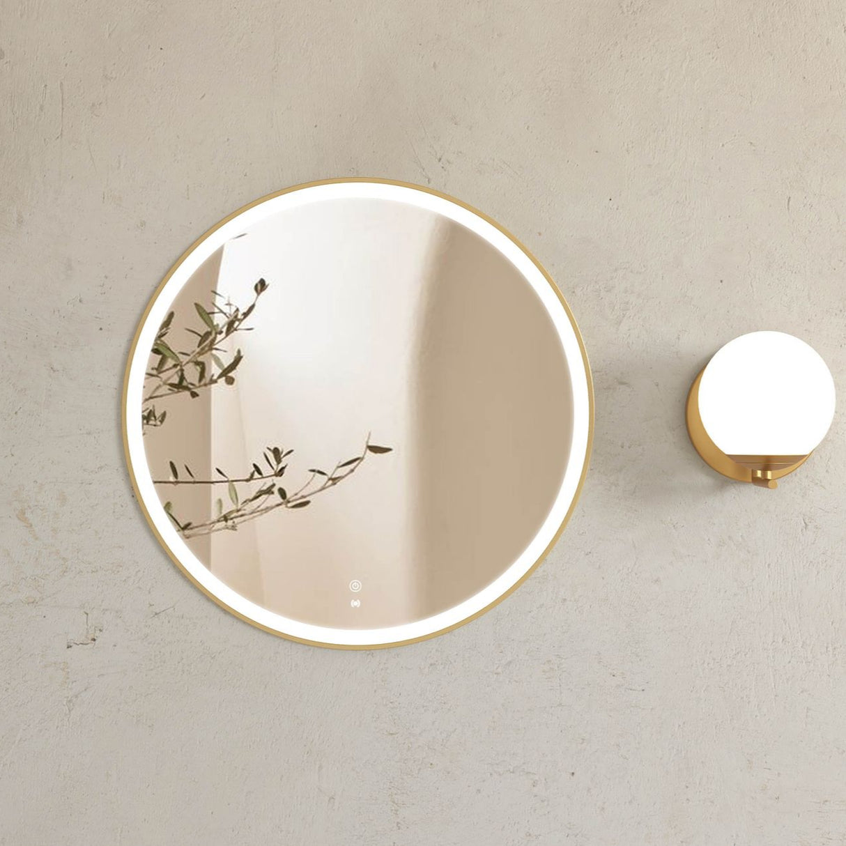 BONDI LED Round Metal Frame Mirror 800x800mm Brushed Gold