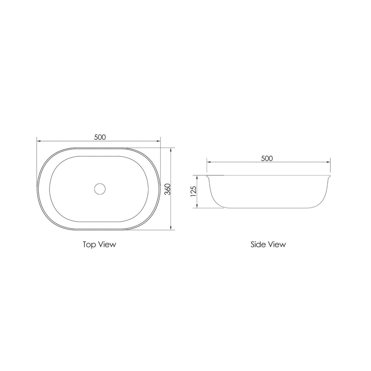 BRONTE Matte White Ceramic Basin (Oval: 500x350x130)