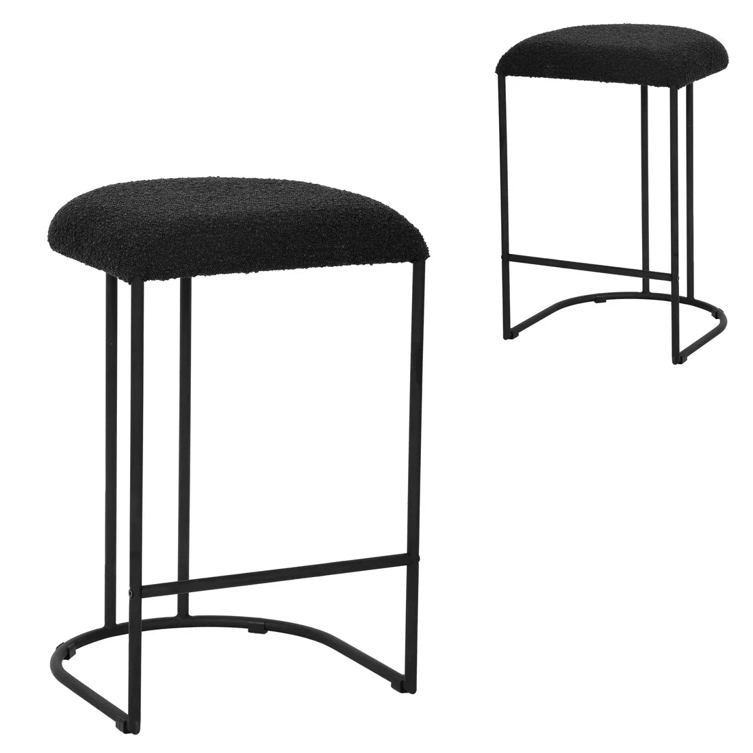 Calibre CBS8173-FH 65cm Bar Stool - Black Boucle (Set of 2)