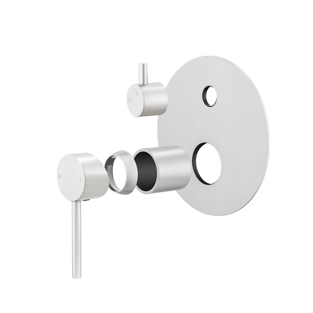 LUCID PIN Round Shower Bath Mixer Diverter - Brushed Nickel