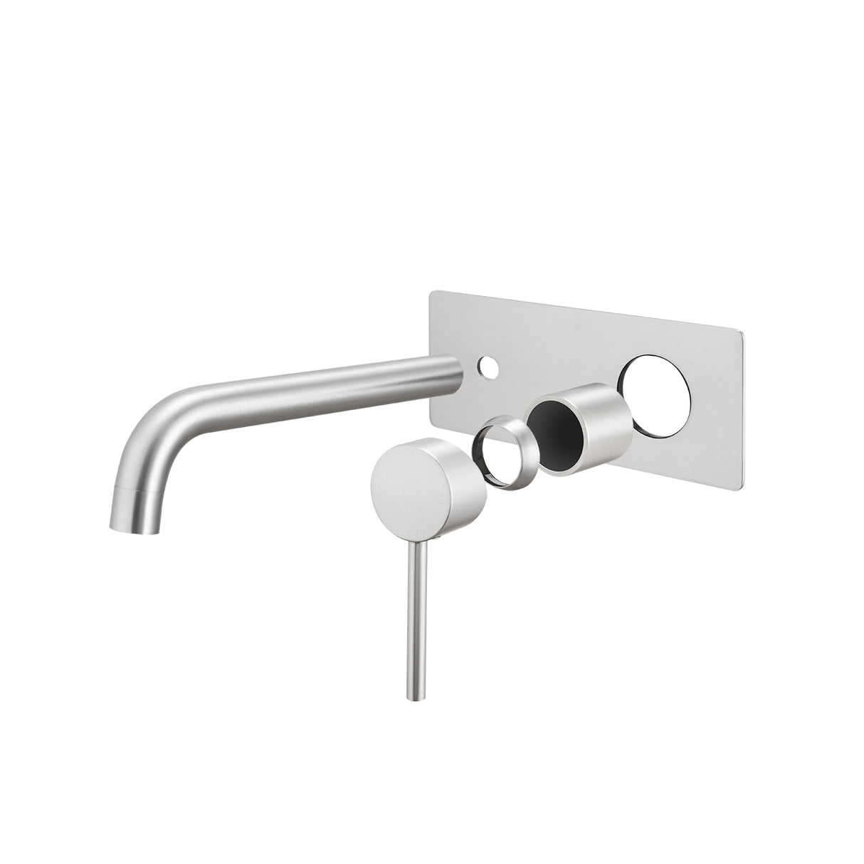 LUCID PIN Series Wall Mixer With Round Spout - Brushed Nickel