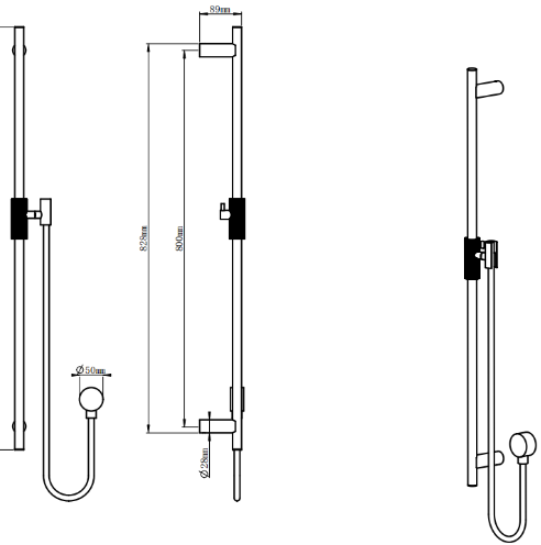 Caddence Shower Rail without Handheld Shower