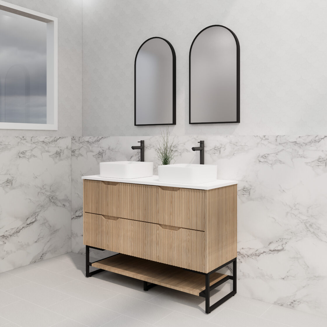 Riva BALI Freestanding Vanity Fluted American Oak (All Sizes)