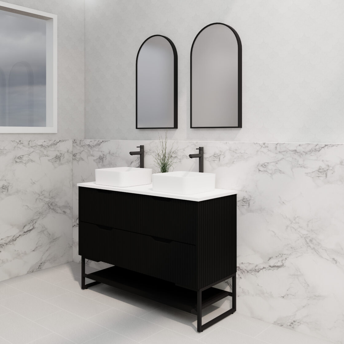 Riva BALI Freestanding Vanity Fluted Matte Black (All Sizes)