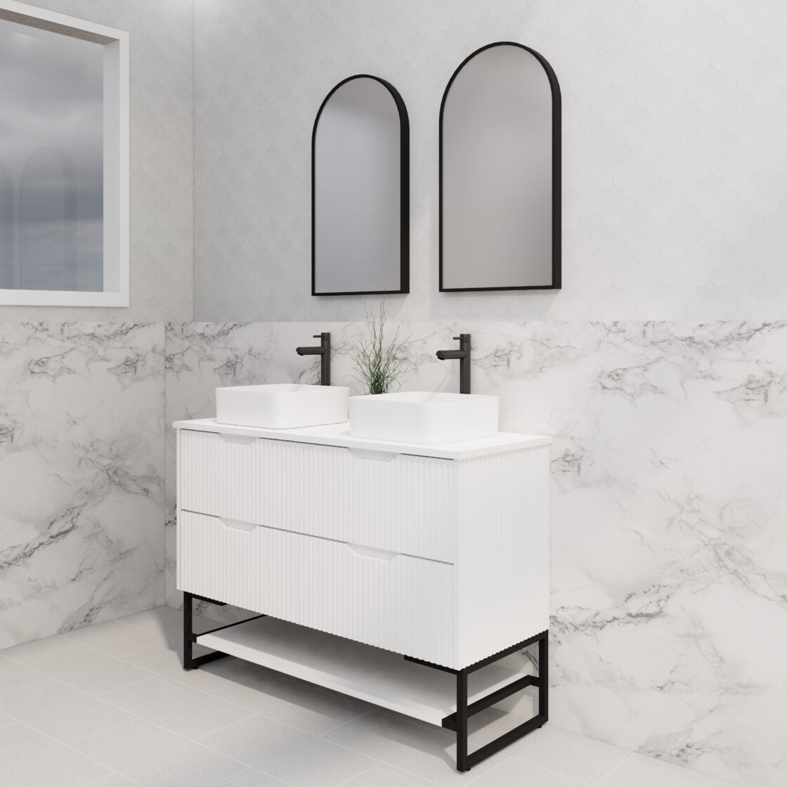 Riva BALI Freestanding Vanity Fluted Matte White (All Sizes)
