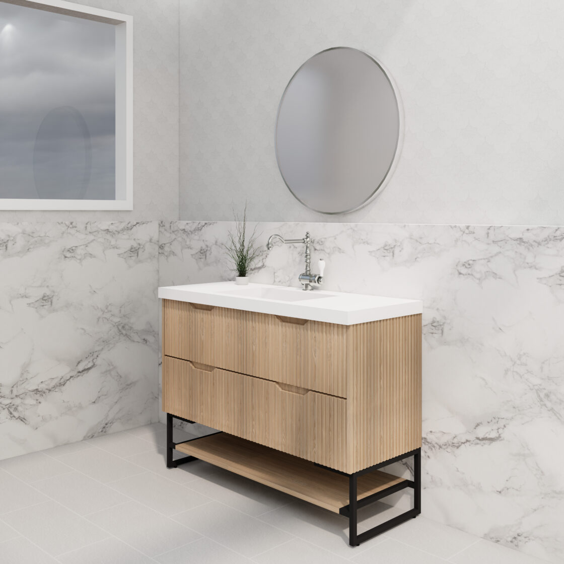 Riva BALI Freestanding Vanity Fluted American Oak (All Sizes)
