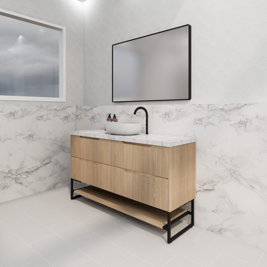 Riva BALI Freestanding Vanity Fluted American Oak (All Sizes)