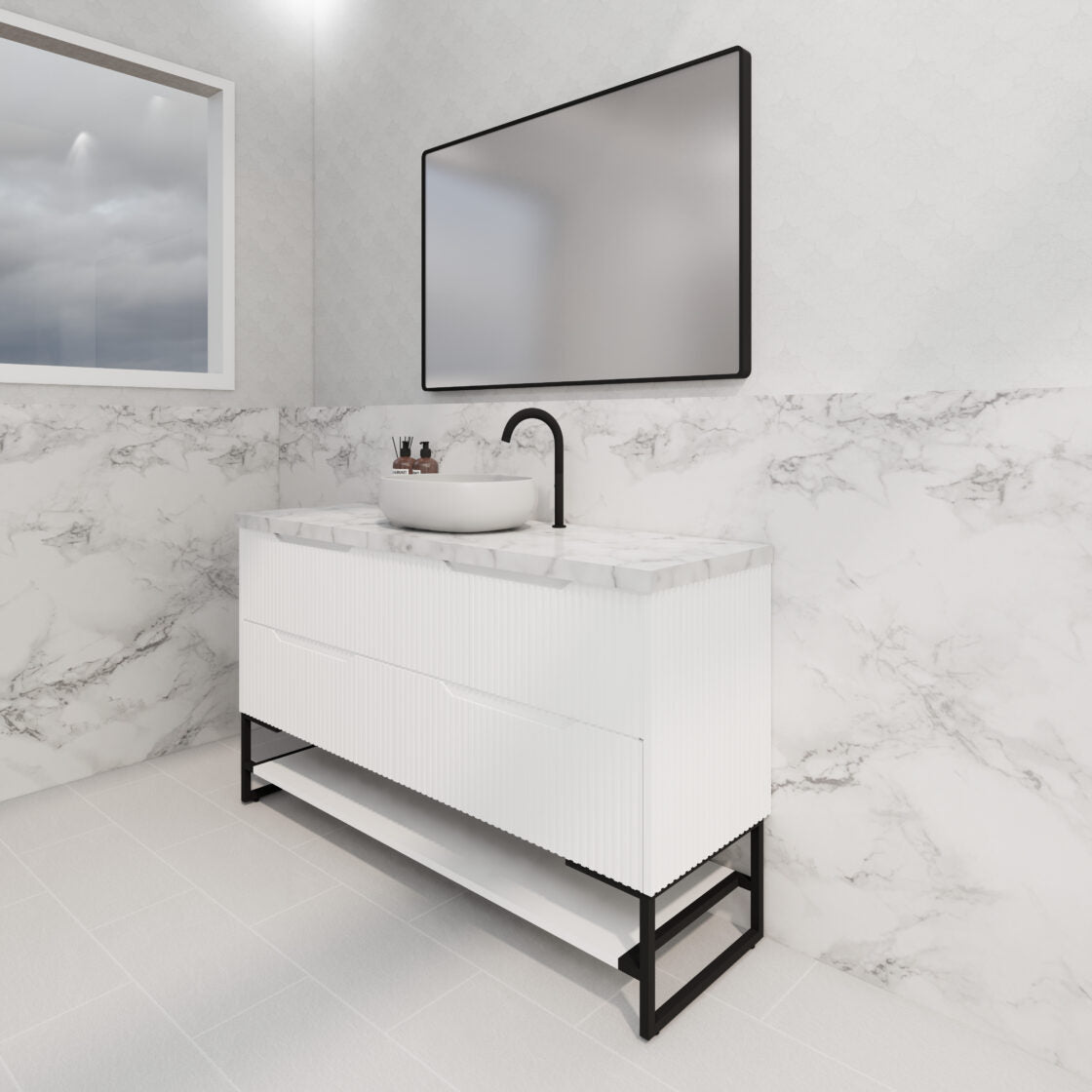 Riva BALI Freestanding Vanity Fluted Matte White (All Sizes)