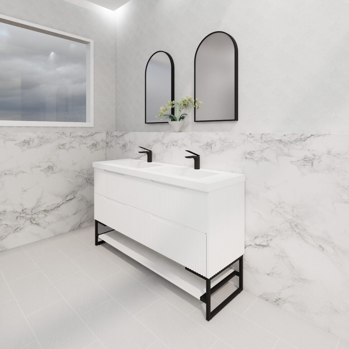 Riva BALI Freestanding Vanity Fluted Matte White (All Sizes)