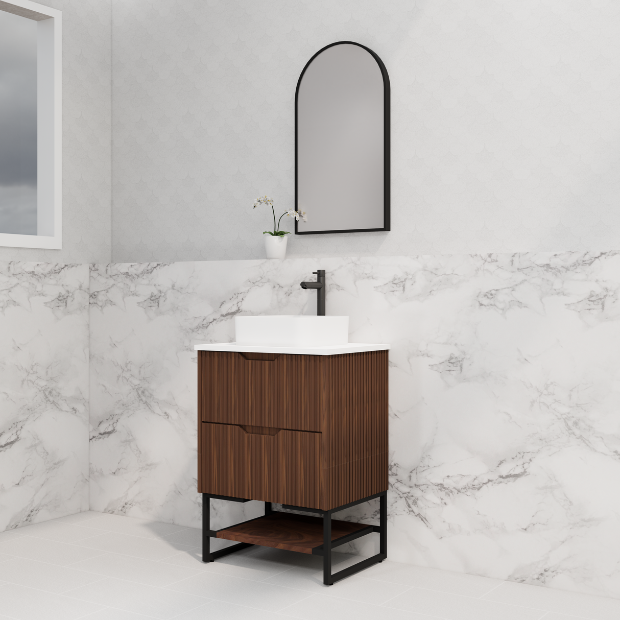 Riva BALI Freestanding Vanity Fluted Brown Oak (All Sizes)