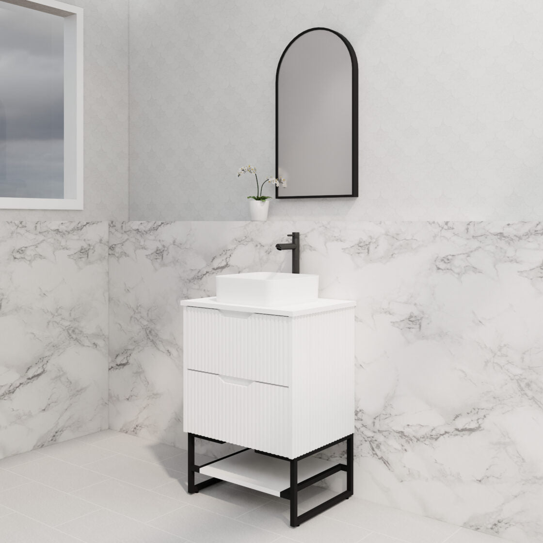 Riva BALI Freestanding Vanity Fluted Matte White (All Sizes)