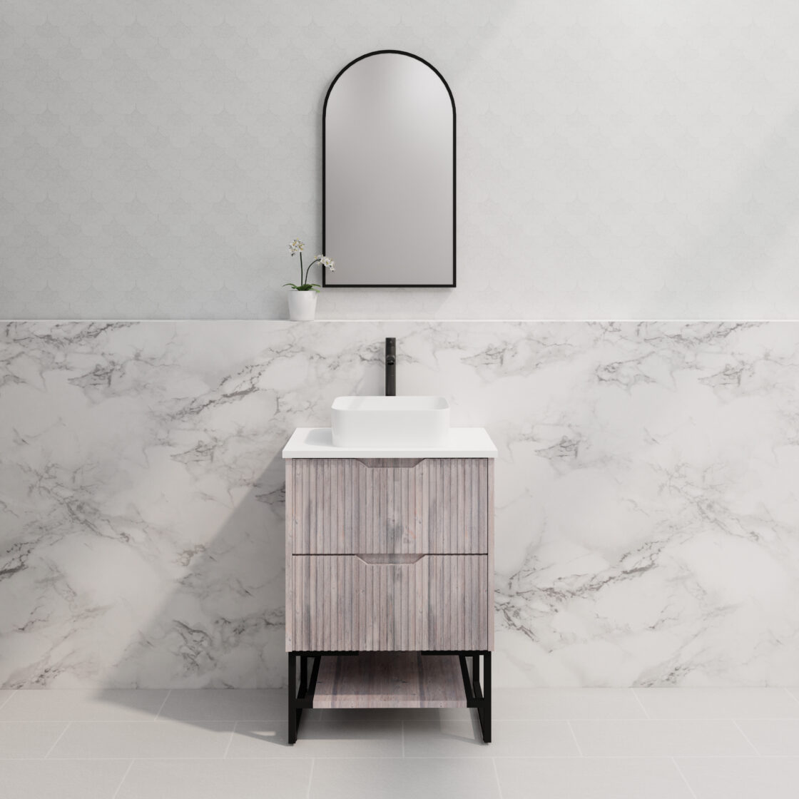 Riva BALI Freestanding Vanity Fluted White Oak (All Sizes)