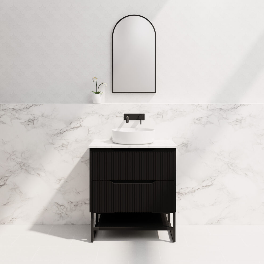 Riva BALI Freestanding Vanity Fluted Matte Black (All Sizes)
