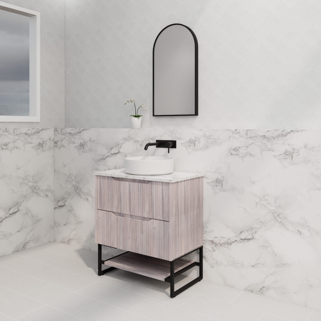 Riva BALI Freestanding Vanity Fluted White Oak (All Sizes)
