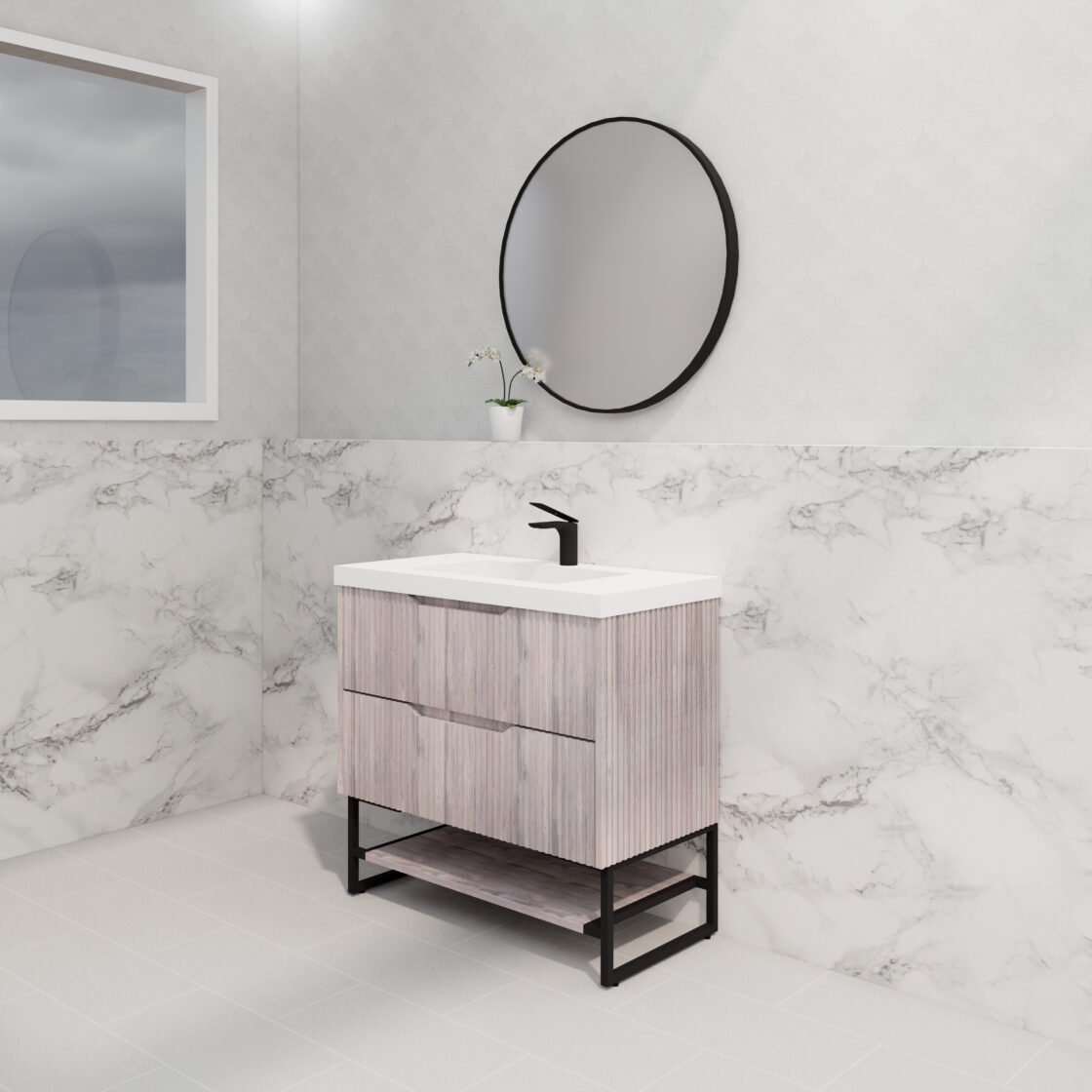 Riva BALI Freestanding Vanity Fluted White Oak (All Sizes)