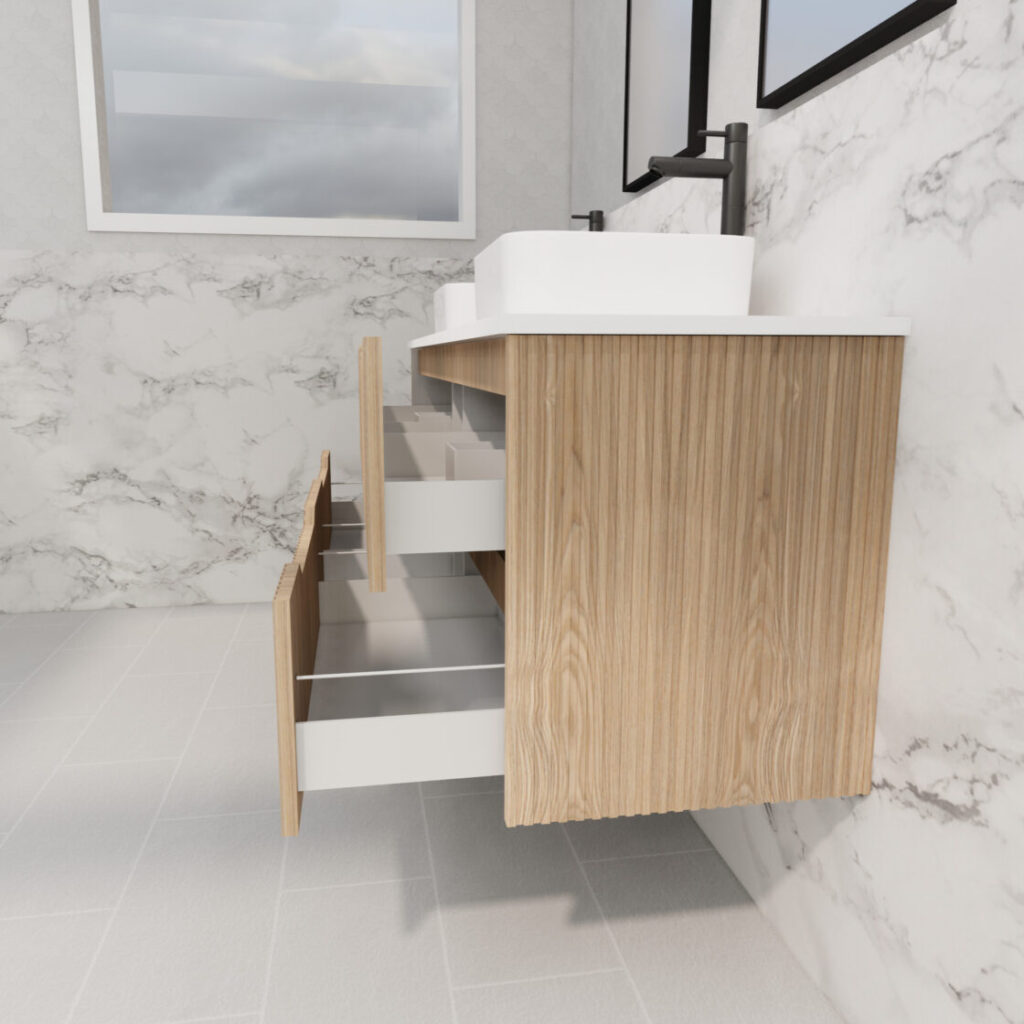 Riva BALI Freestanding Vanity Fluted American Oak (All Sizes)