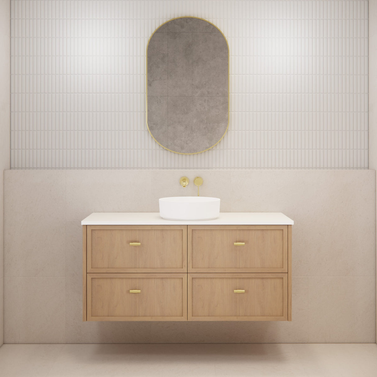 Riva Banff Wall Hung Vanity Coastal Oak (All Sizes)