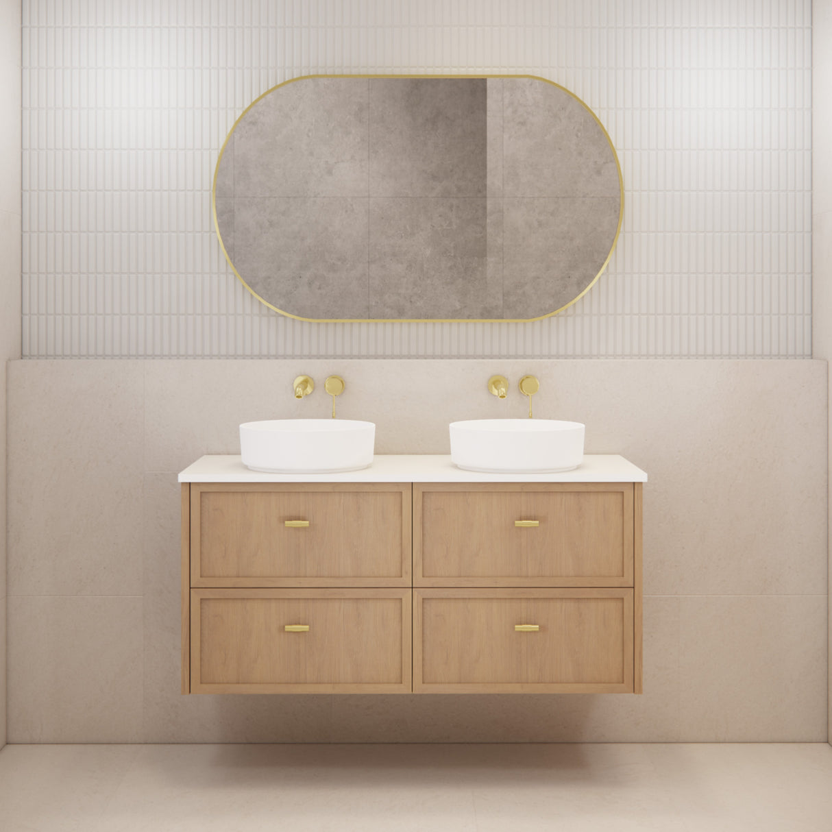Riva Banff Wall Hung Vanity Coastal Oak (All Sizes)