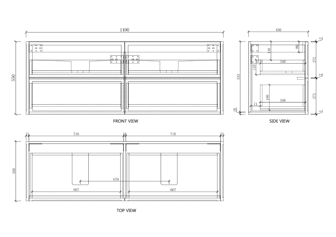Riva Banff Wall Hung Vanity Coastal Oak (All Sizes)