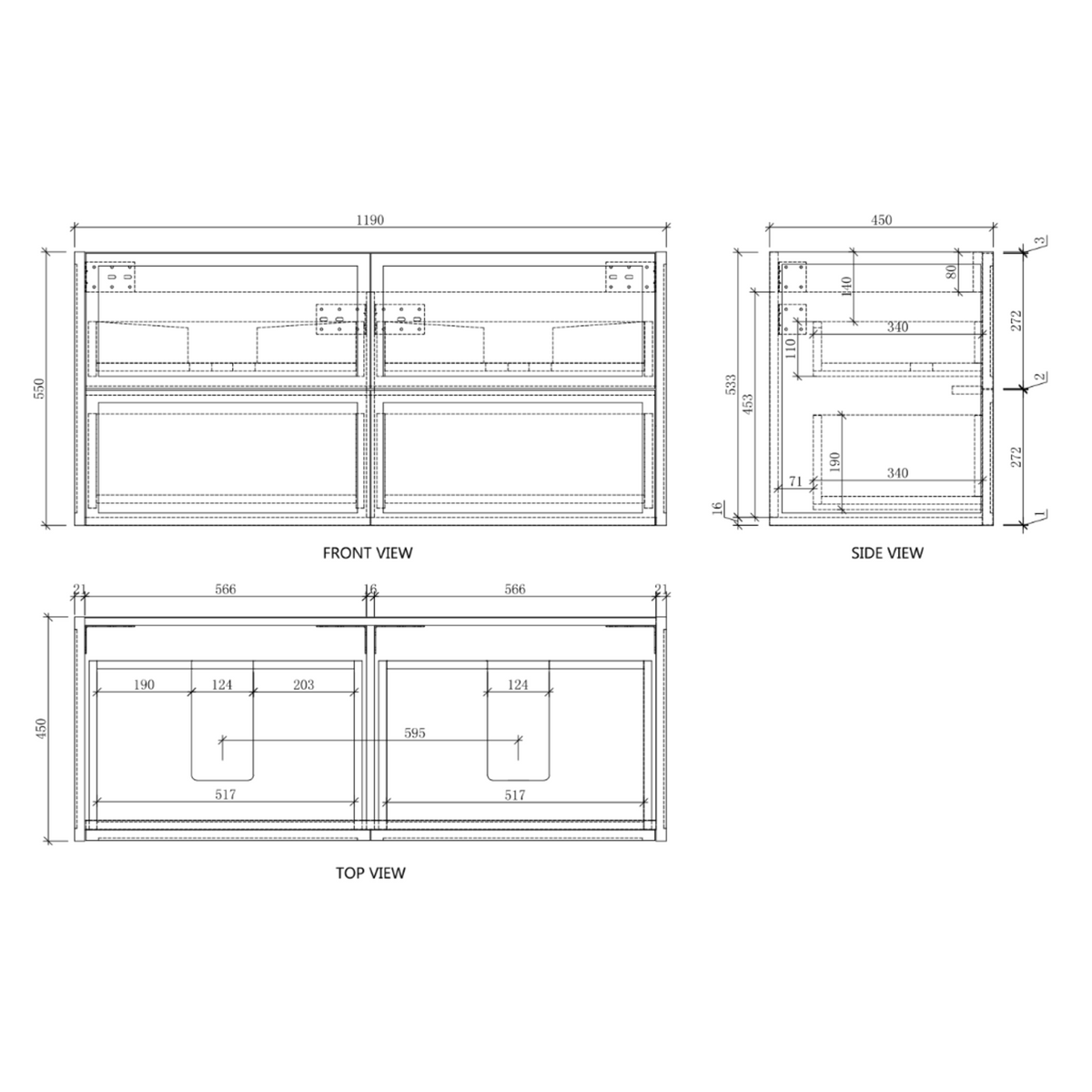 Riva Banff Wall Hung Vanity Coastal Oak (All Sizes)