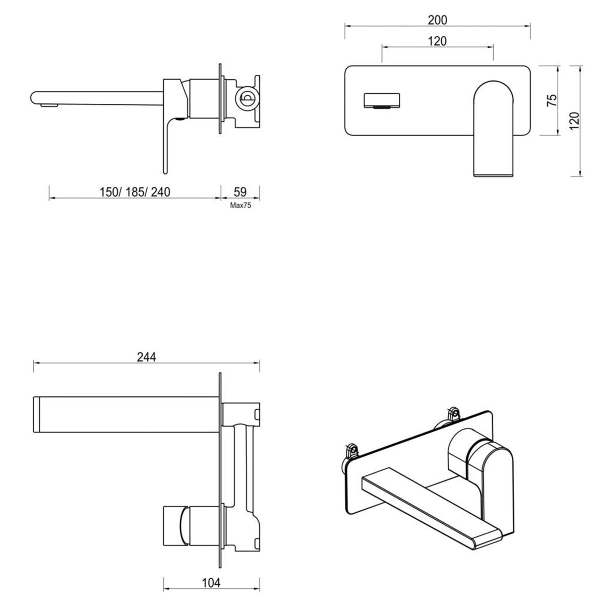 Beki Wall-Spout Combo - 1P - TRIM KIT